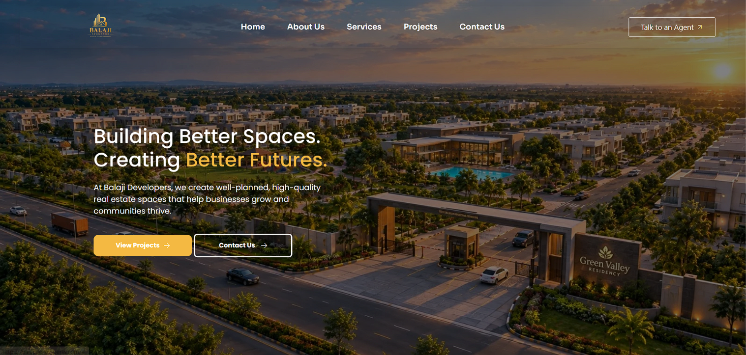 Balaji Developers real estate website concept